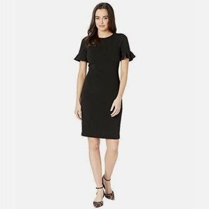 Calvin Klein Women’s Black Sheath Dress with Flutter Sleeves - Size 6
